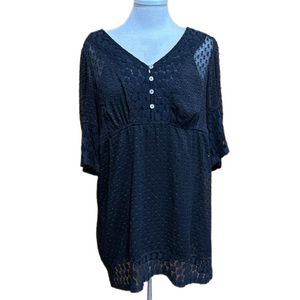 Adiva Sheer Dot Dress with Lace Hem with Slip Size L - EUC